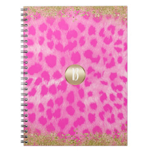 Pink Leopard Gepard Druck Gold Glitter Modern Notizblock