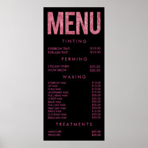 Pink Leopard Glitter Salon Menü Wandposter Poster