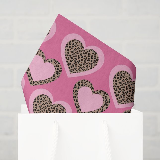 Pink Leopard Hearts Party Seidenpapier (Geschenktüte)
