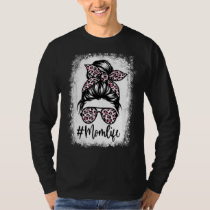 Pink Leopard Mama Leben Muttertag gebleicht T-Shirt