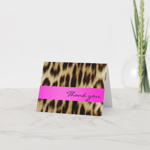 Pink Leopard Monogram Stripes Danke Notiz