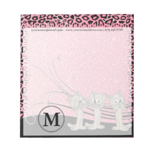 Pink Leopard Muster mit lustigen Katzen Notizblock