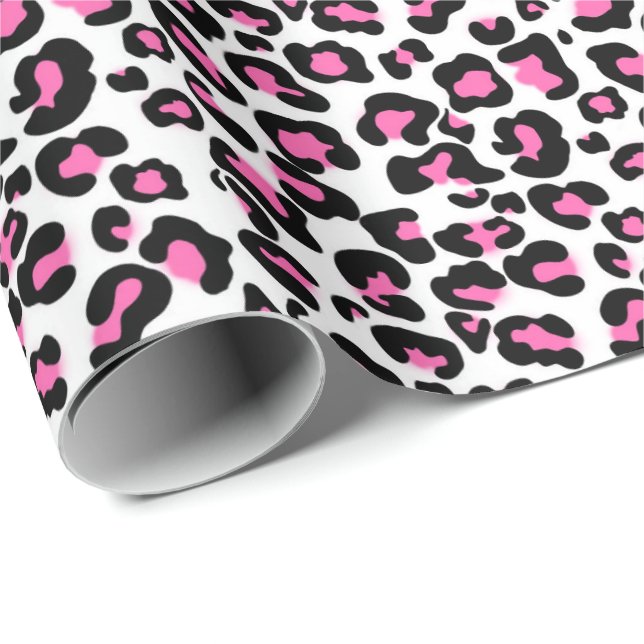 Pink Leopard Muster Wickelpapier Geschenkpapier (Rolleneckpunkt)
