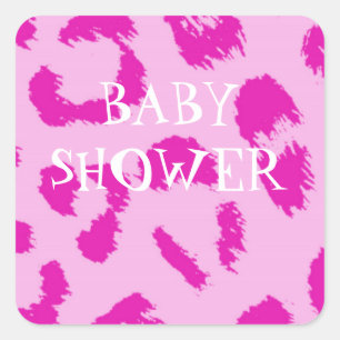 Pink Leopard Pattern Baby Dusche Quadratischer Aufkleber