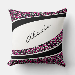 Pink Leopard Personalisierter Name Throw Kissen