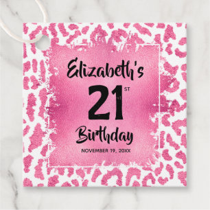 Pink Leopard Print 21. Geburtstag Personalisiert Geschenkanhänger