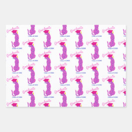 Pink Leopard Print Abschluss Geschenkpapier Set