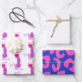 Pink Leopard Print Abschluss Geschenkpapier Set