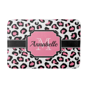 Pink Leopard Print Badematte