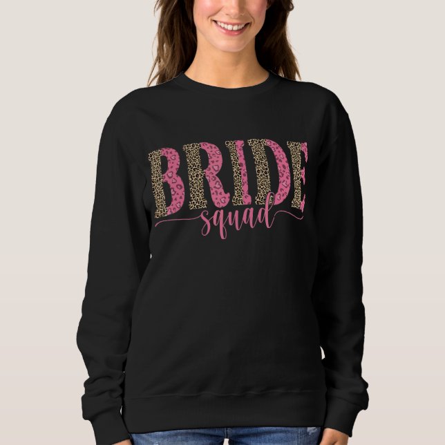 Pink Leopard Print Bridge Squad Wedding Bridal Par Sweatshirt (Vorderseite)
