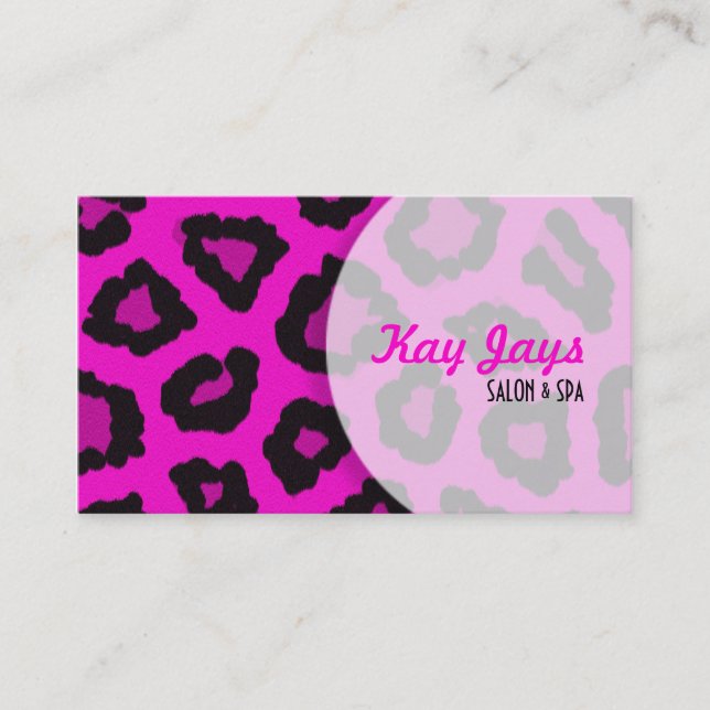Pink Leopard Print Business Card Visitenkarte (Vorderseite)