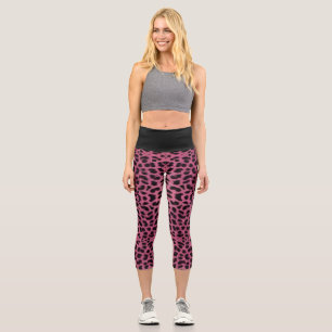 Pink Leopard Print Capri Leggings