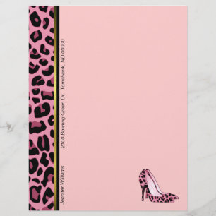 Pink Leopard Print Custom Letterhead Stationierung