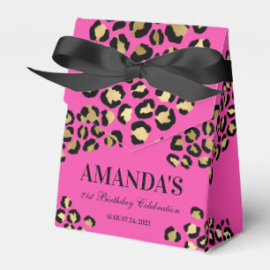 Pink Leopard Print Favor Box Geschenkschachtel