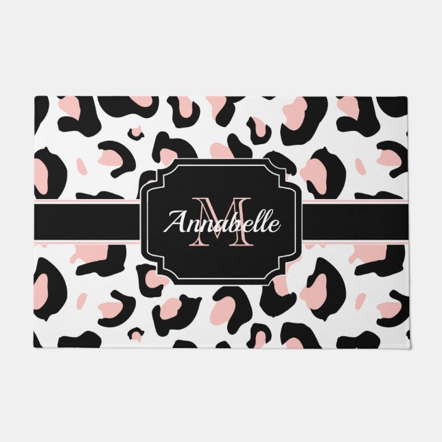 Pink Leopard Print Fußmatte (Vorderseite)