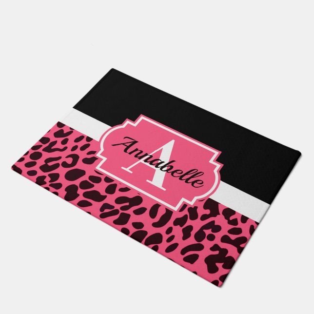 Pink Leopard Print Fußmatte (Schrägansicht)