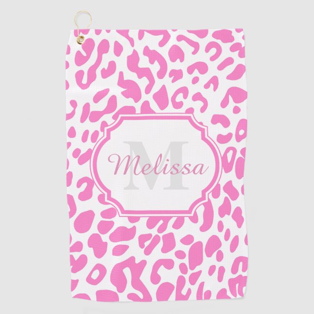 Pink Leopard Print Golfhandtuch (Vorderseite)