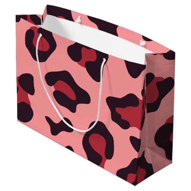Pink Leopard Print Große Geschenktüte (Rückseite Schrägansicht)