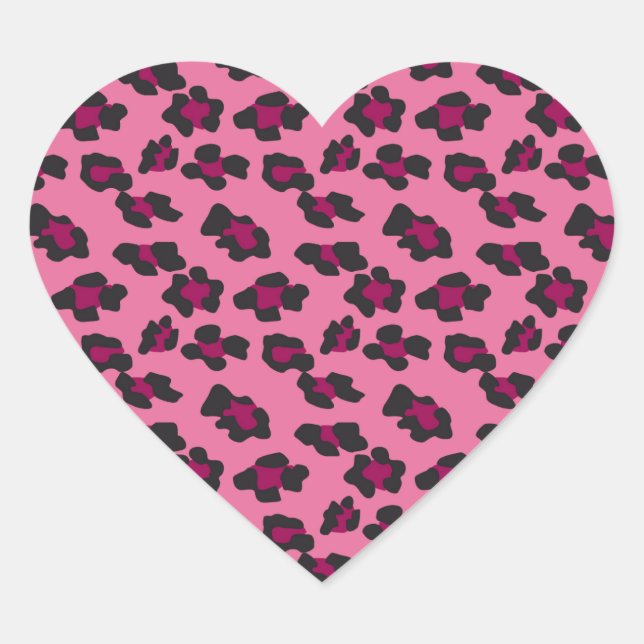 Pink Leopard Print Herz-Aufkleber (Vorderseite)