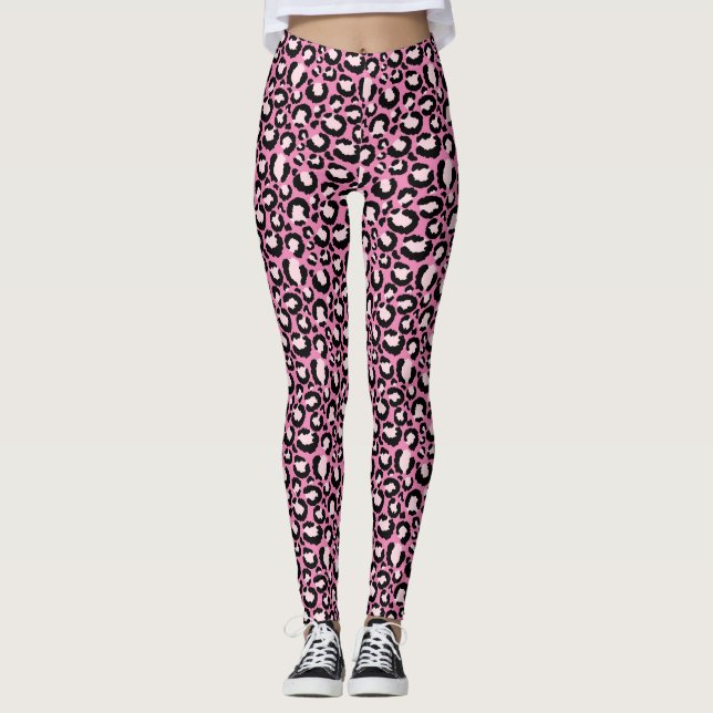 Pink Leopard Print Leggings (Vorderseite)