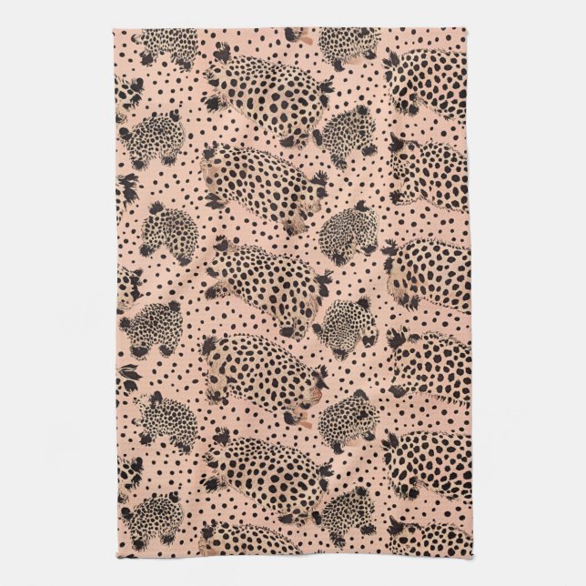 Pink Leopard Print Pattern - Chic Animal Geschirrtuch (Vertikal)