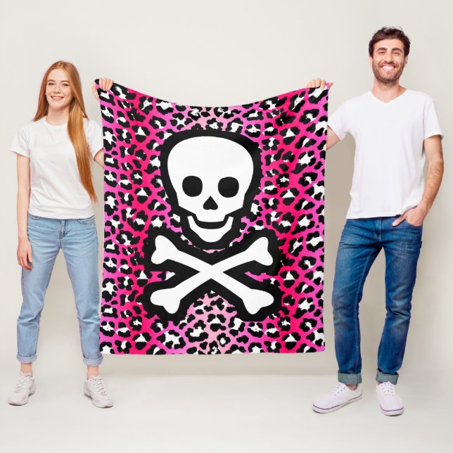 Pink Leopard Print Piratenflagge Pirate Skull Punk Fleecedecke (Beispiel)