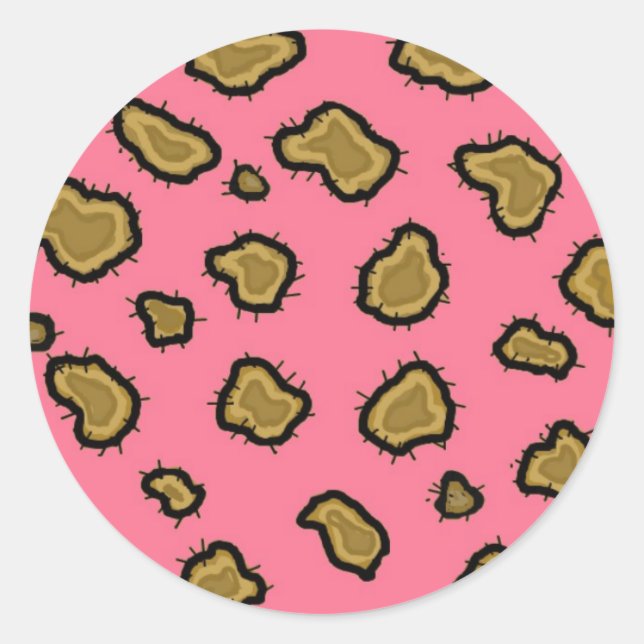 Pink Leopard Print Runder Aufkleber (Vorderseite)