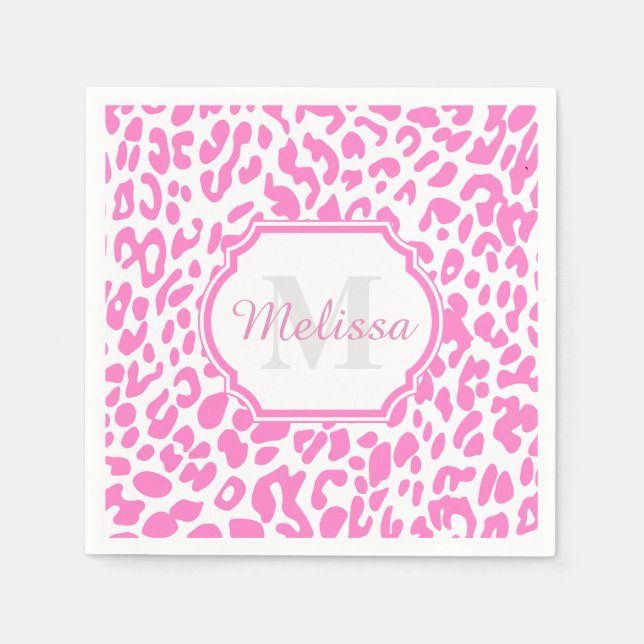 Pink Leopard Print Serviette (Vorderseite)