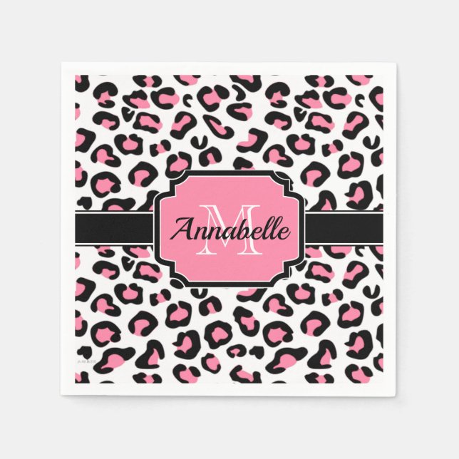 Pink Leopard Print Serviette (Vorderseite)