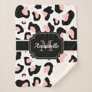 Pink Leopard Print Sherpadecke
