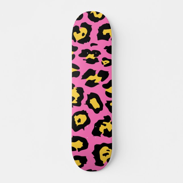 Pink Leopard Print Skateboard (Vorne)