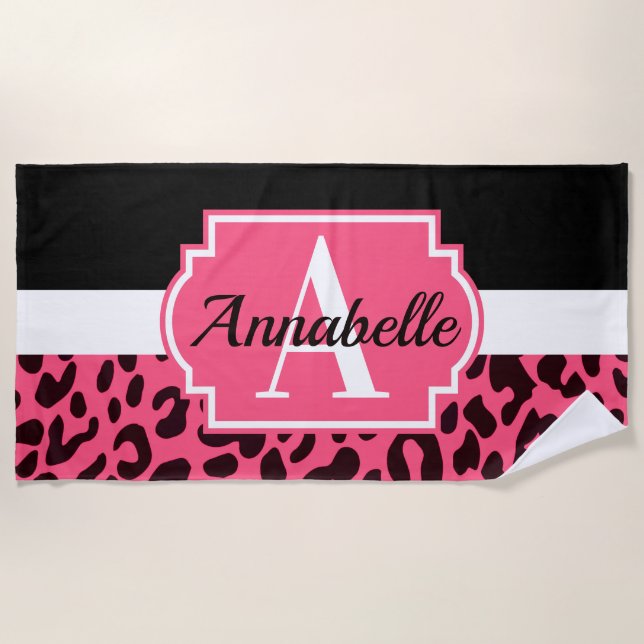 Pink Leopard Print Strandtuch (Vorderseite)