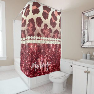 Pink Leopard Print und Glitzer Duschvorhang