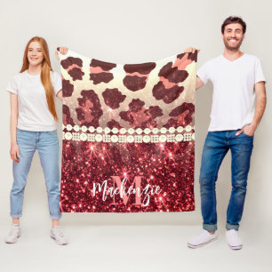 Pink Leopard Print und Glitzer Fleecedecke