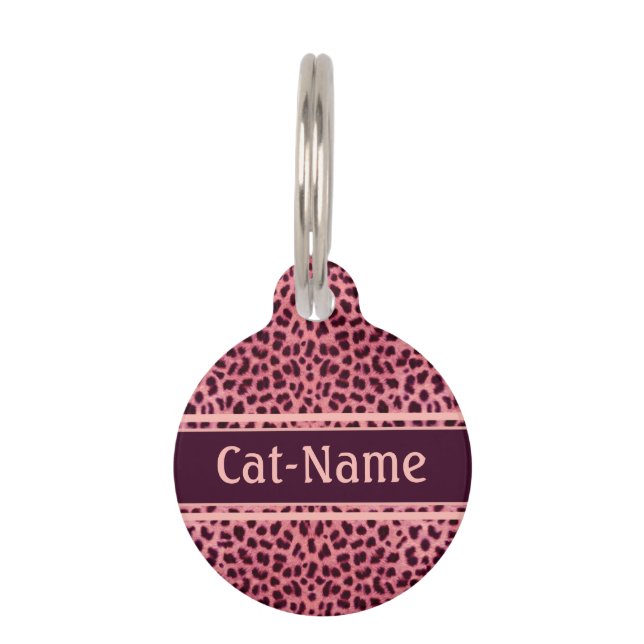Pink Leopard Skin personalize Haustiermarke (Vorderseite)