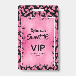 Pink Leopard Sweet 16. Geburtstag Einladender VIP  Ausweis