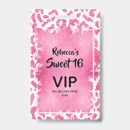 Pink Leopard Sweet 16. Geburtstag Einladender VIP  Ausweis