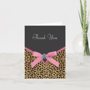 Pink Leopard Thank You Cards Dankeskarte