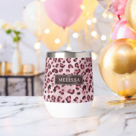 Pink Leopard Tierdruck mit Faux-Folie und Name