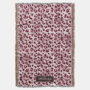 Pink Leopard Tierdruck mit Faux-Folie und Name Decke