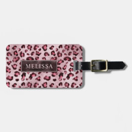 Pink Leopard Tierdruck mit Fauxfolie und Name Gepäckanhänger