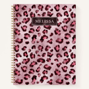 Pink Leopard Tierdruck mit Fauxfolie und Name Notizbuch