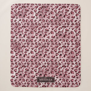 Pink Leopard Tierdruck mit Fauxfolie und Name Sherpadecke