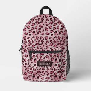 Pink Leopard Tierdruck mit Fauxfolie und Namen Bedruckter Rucksack