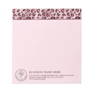 Pink Leopard Tierdruck mit Ihrem Logo und Info Notizblock