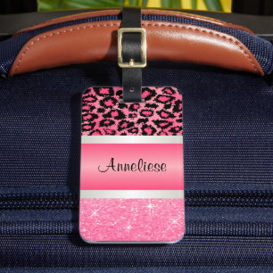 Pink Leopard und Glitterie Print Gepäckanhänger