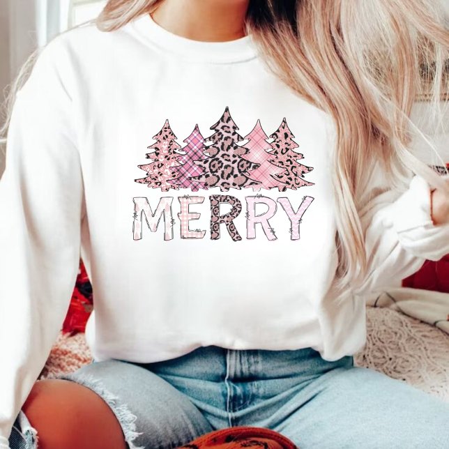 Pink Leopard Weihnachtsfest gemütlich Sweatshirt (Von Creator hochgeladen)