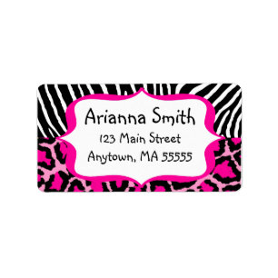 Pink-Leopardzebra-Druck-Adressen-Etiketten Adressaufkleber