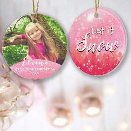 Pink Let it Snow Baby 2. Weihnachtsfeiertag Custom Ornament