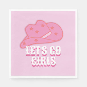 Pink Let's Go Girls Cowboy Hat Rodeo Serviette